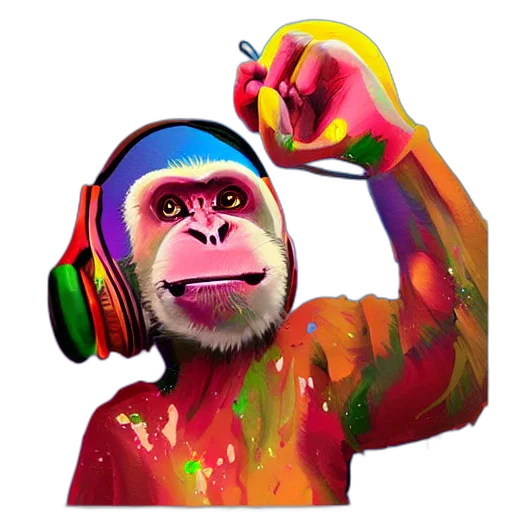 animal, concept art, pixel art, photorealistic, cartoon, colorful, illustration, monkey transparent PNG cut-out