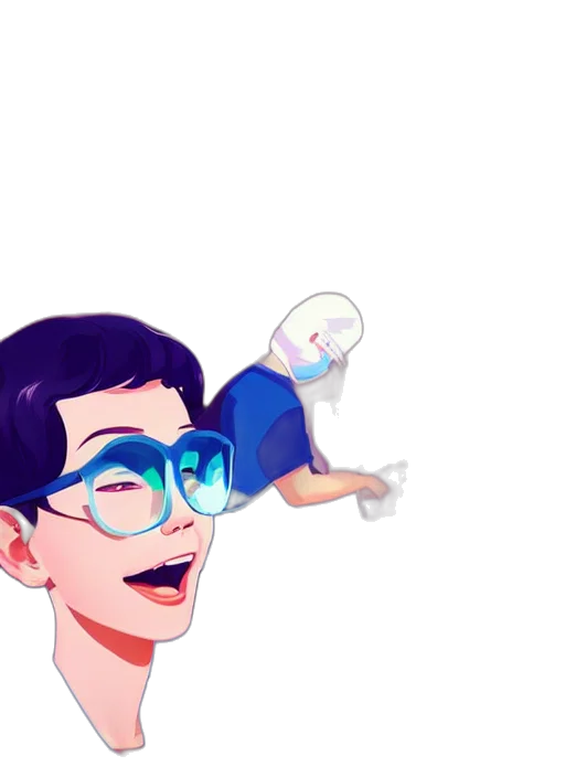 cartoon, concept art, vaporwave, anime, outer space, underwater, neon lights, blue transparent PNG cut-out