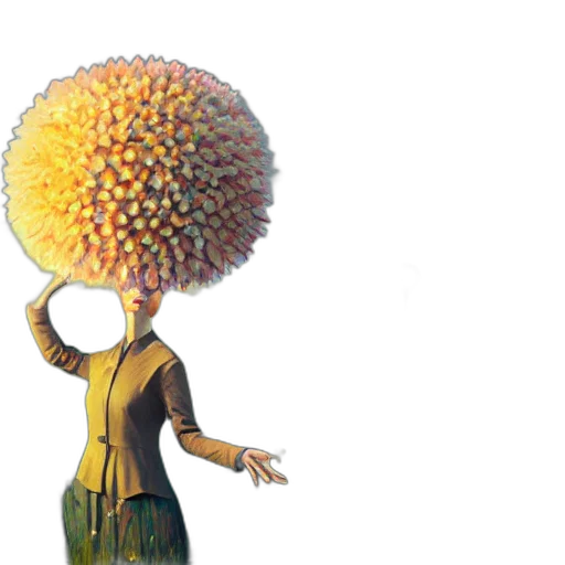 hat, hair, crown, flower, concept art, 3d render, pixel art, outer space transparent PNG cut-out