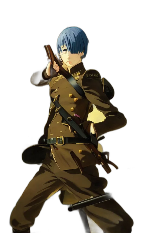 weapon, staff, jacket, sword, anime, concept art, cartoon, pixel art transparent PNG cut-out