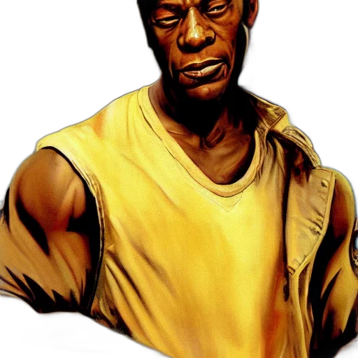 face, staff, jacket, comic book art, photorealistic, concept art, oil painting, golden transparent PNG cut-out