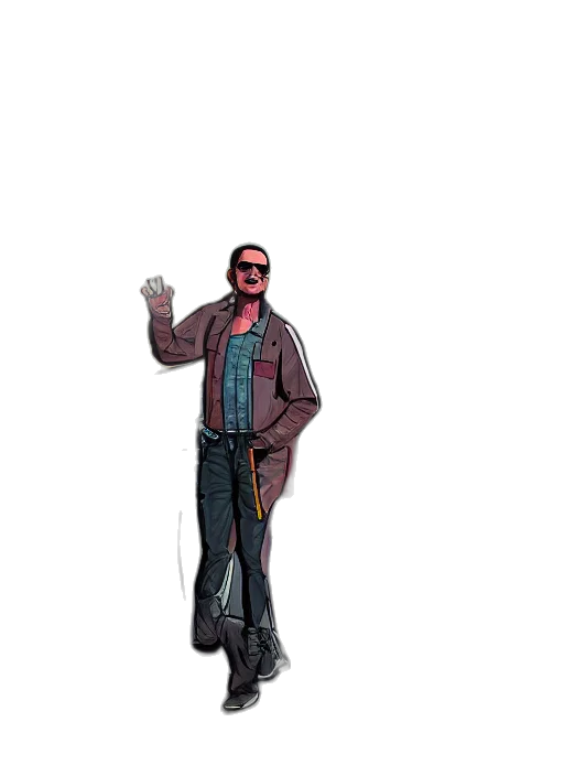 jacket, staff, comic book art, concept art transparent PNG cut-out