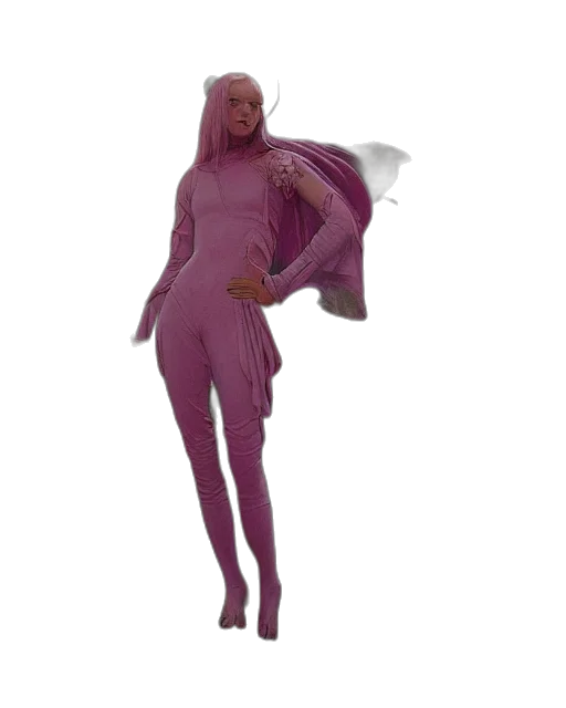 dress, creature, robot, staff transparent PNG cut-out