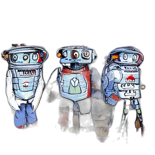 robot, concept art, cartoon, comic book art, watercolor, dream transparent PNG cut-out