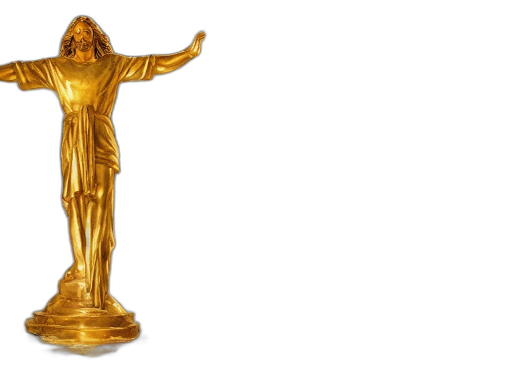 sword, 3d render, golden, watercolor, painting, statue, jesus, middle transparent PNG cut-out
