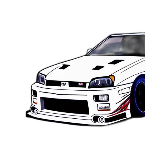 car, anime, photorealistic, 3d render transparent PNG cut-out