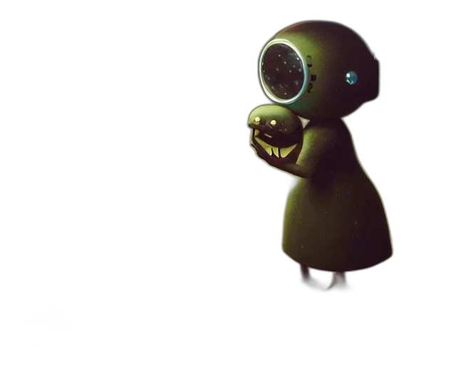robot, creature, mask, staff transparent PNG cut-out