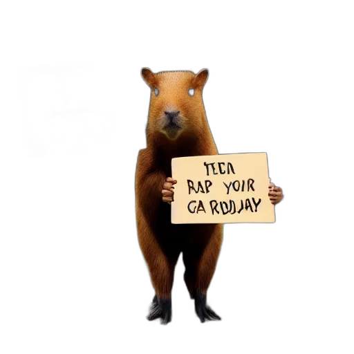 animal, concept art, realistic, high, quality, photo, capybara, holding transparent PNG cut-out