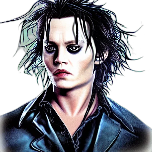 photorealistic, comic book art, cartoon, concept art, portrait, young, johnny, depp transparent PNG cut-out