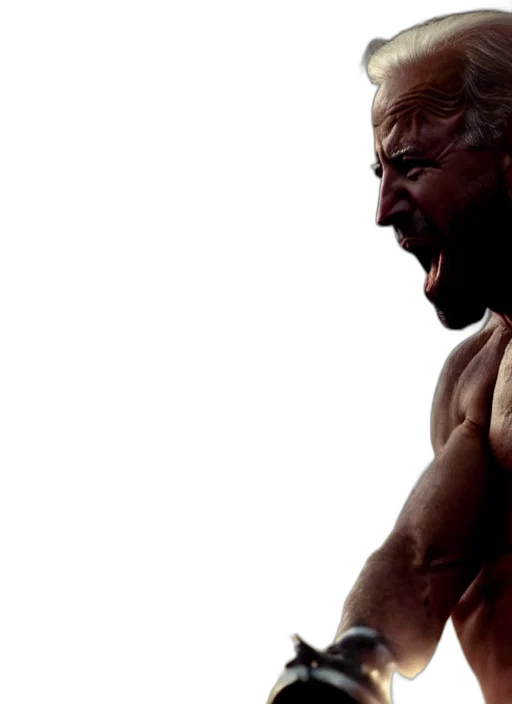 photorealistic, 3d render, cinematic, film, still, joe, biden, leonidas transparent PNG cut-out