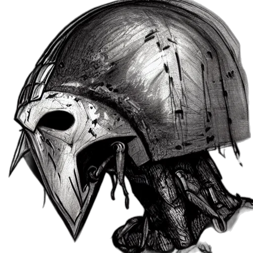 mask, face, weapon, sword, concept art, fantasy art, comic book art, photorealistic transparent PNG cut-out