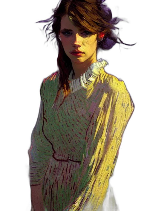 dress, face, jacket, hat transparent PNG cut-out