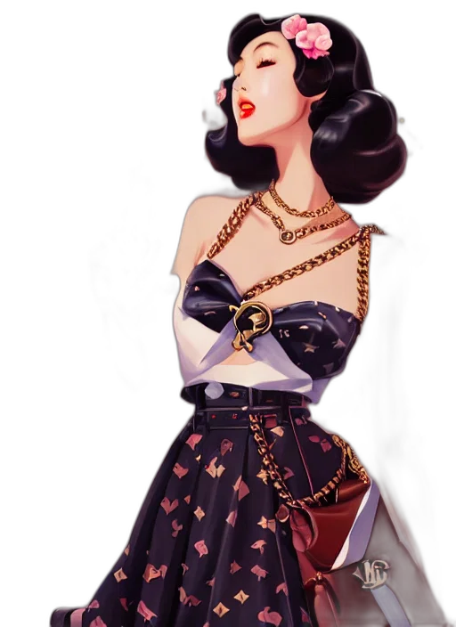dress, jewelry, cartoon, fantasy art, concept art, photorealistic, dark, golden transparent PNG cut-out