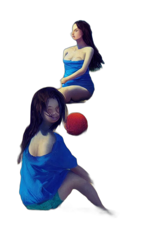 dress, photorealistic, concept art, 3d render, pixel art, outer space, underwater, blue transparent PNG cut-out