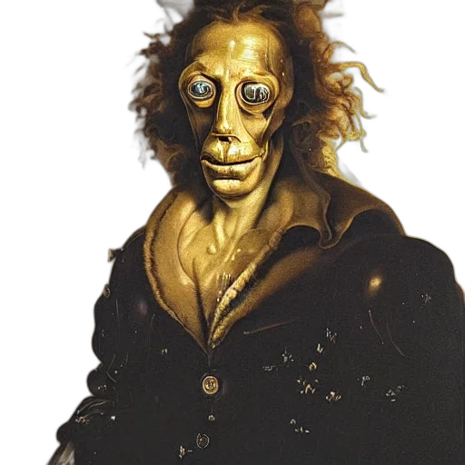 mask, face, jacket, creature, concept art, photorealistic, oil, painting transparent PNG cut-out
