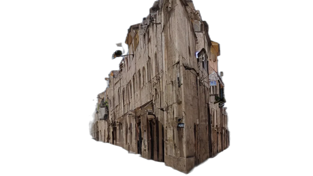 building, crown, jacket, 3d render, concept art, photorealistic, city street, view transparent PNG cut-out