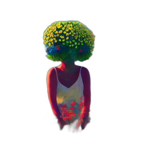 tree, crown, creature, face, 3d render, pixel art, concept art, vaporwave transparent PNG cut-out