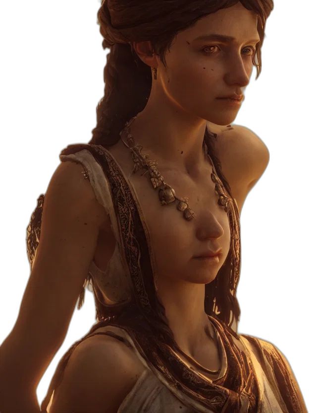 jewelry, face, staff, dress, concept art, photorealistic, 3d render, fantasy art transparent PNG cut-out