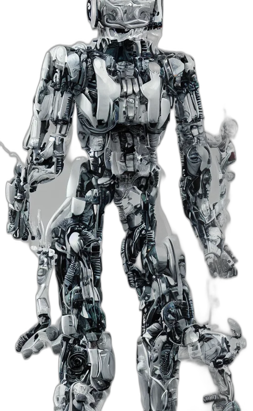 robot, weapon, concept art, 3d render transparent PNG cut-out
