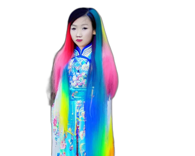 dress, hair, staff, dragon transparent PNG cut-out