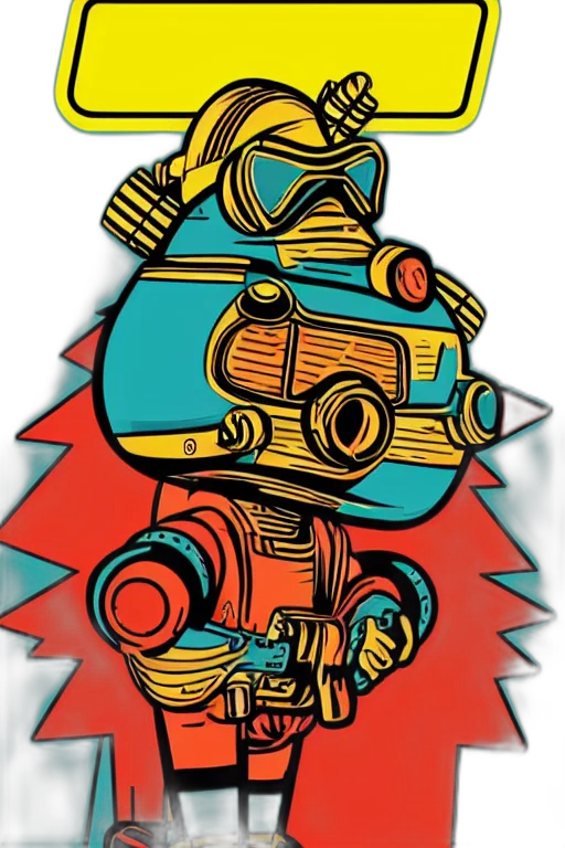 robot, comic book art, concept art, cartoon transparent PNG cut-out