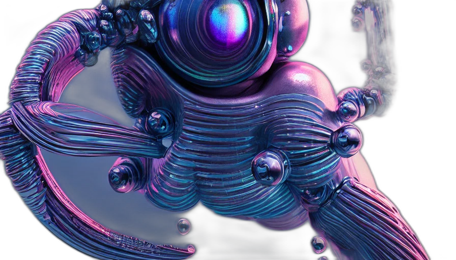 robot, hair, crown, creature, 3d render, photorealistic, concept art, cyberpunk transparent PNG cut-out