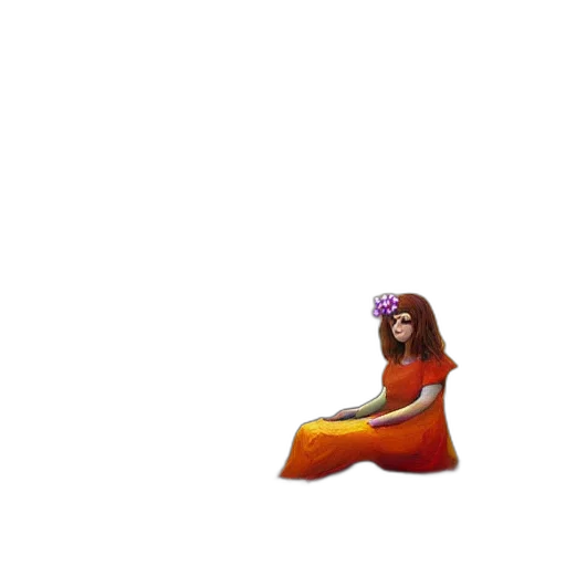 dress, hair, creature, staff transparent PNG cut-out