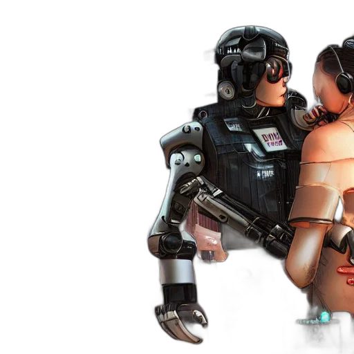robot, concept art, cyberpunk, 3d render transparent PNG cut-out