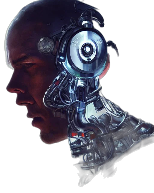 robot, face, mask, cyberpunk, concept art, comic book art, photorealistic, laboratory transparent PNG cut-out
