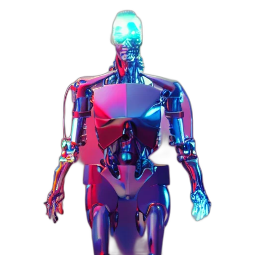 robot, creature, weapon, animal, cyberpunk, vaporwave, concept art, 3d render transparent PNG cut-out