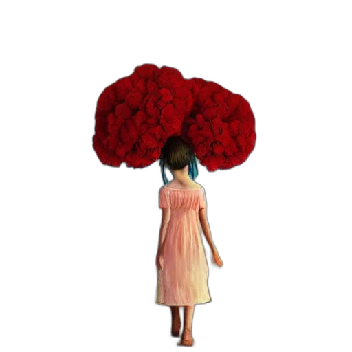 dress, umbrella, flower, hat transparent PNG cut-out
