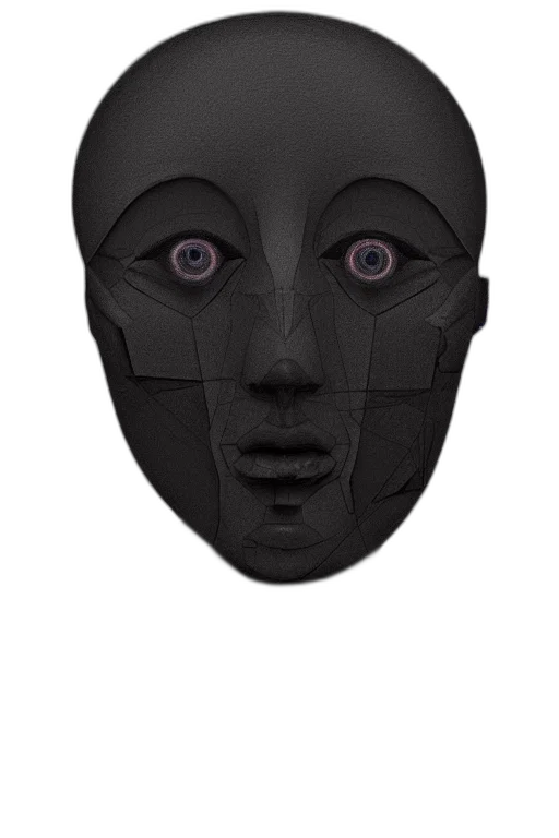 mask, face, creature, robot, 3d render, concept art, photorealistic, vaporwave transparent PNG cut-out
