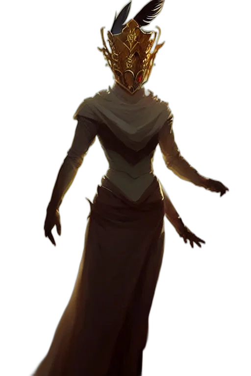 mask, dress, creature, staff transparent PNG cut-out