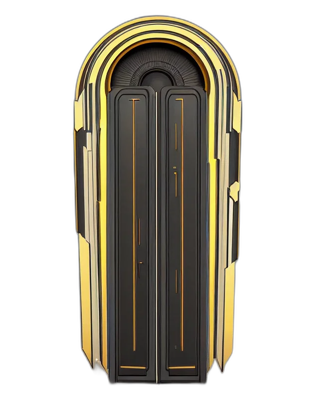 car, golden, hyperrealistic, sci, double, door, art, deco transparent PNG cut-out