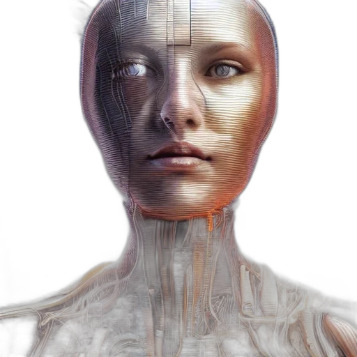 robot, face, mask, creature, cyberpunk, concept art, 3d render, photorealistic transparent PNG cut-out