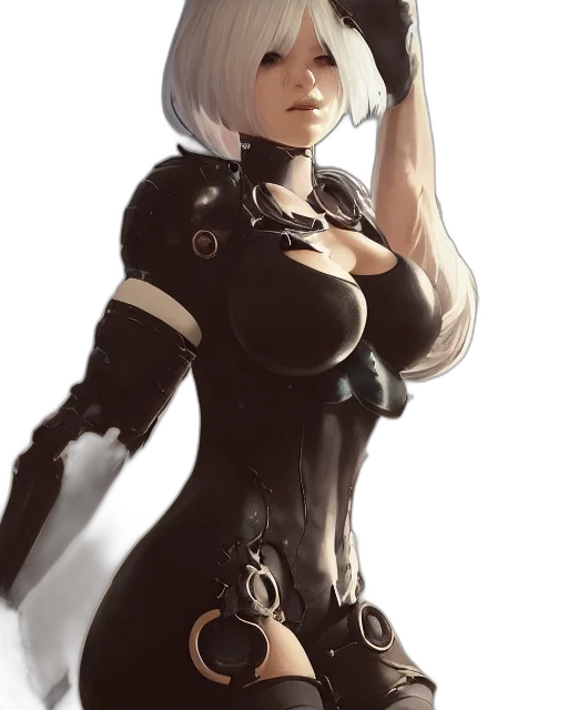 robot, dress, weapon, staff, concept art, fantasy art, cyberpunk, comic book art transparent PNG cut-out