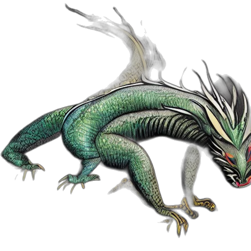 dragon, creature, animal, staff, concept art, fantasy art, photorealistic, 3d render transparent PNG cut-out