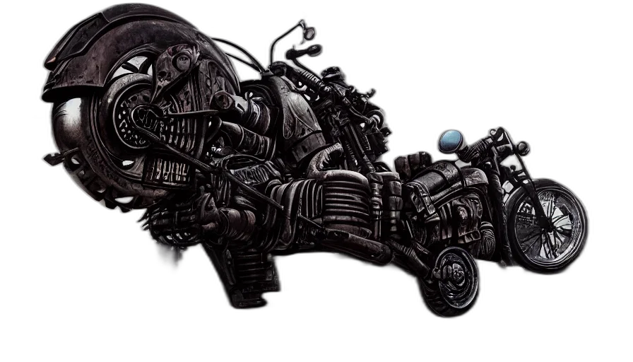 car, weapon, mask, robot, concept art, comic book art, fantasy art, photorealistic transparent PNG cut-out