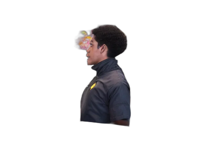 staff, jacket, hat, face transparent PNG cut-out