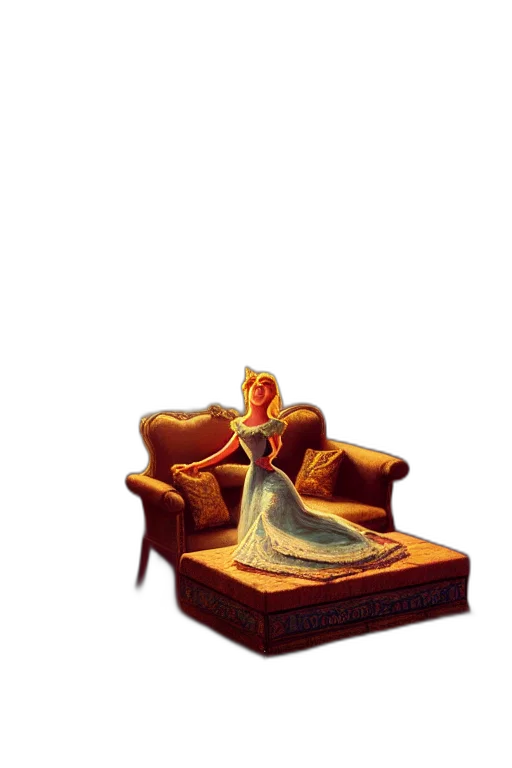 furniture, dress, crown, jewelry, pixel art, concept art, 3d render, fantasy art transparent PNG cut-out