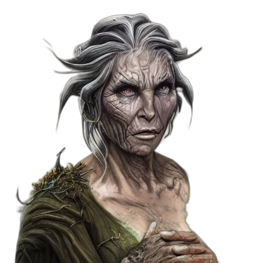 face, staff, creature, fantasy art transparent PNG cut-out