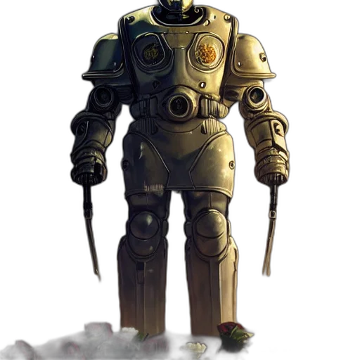 robot, weapon, staff, sword, concept art, fantasy art, 3d render, comic book art transparent PNG cut-out