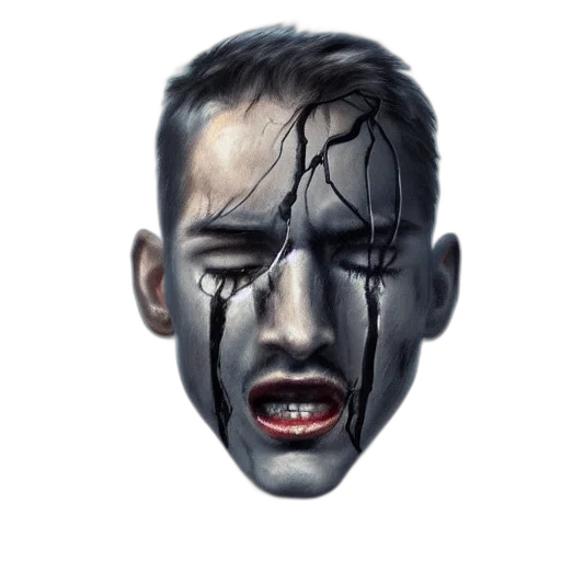 face, mask, creature, robot, photorealistic, concept art, 3d render, cartoon transparent PNG cut-out