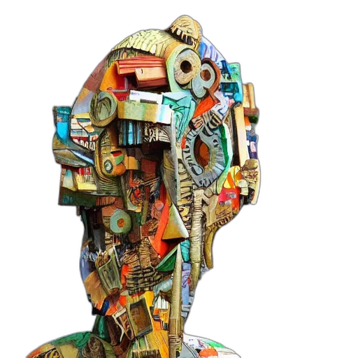 mask, face, robot, hat, concept art, photorealistic, sculpture, made transparent PNG cut-out