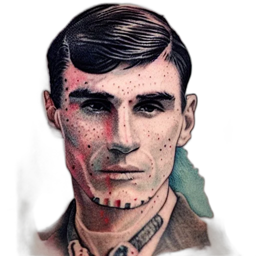 face, comic book art, photorealistic, watercolor, concept art, tattoo, thomas, shelby transparent PNG cut-out