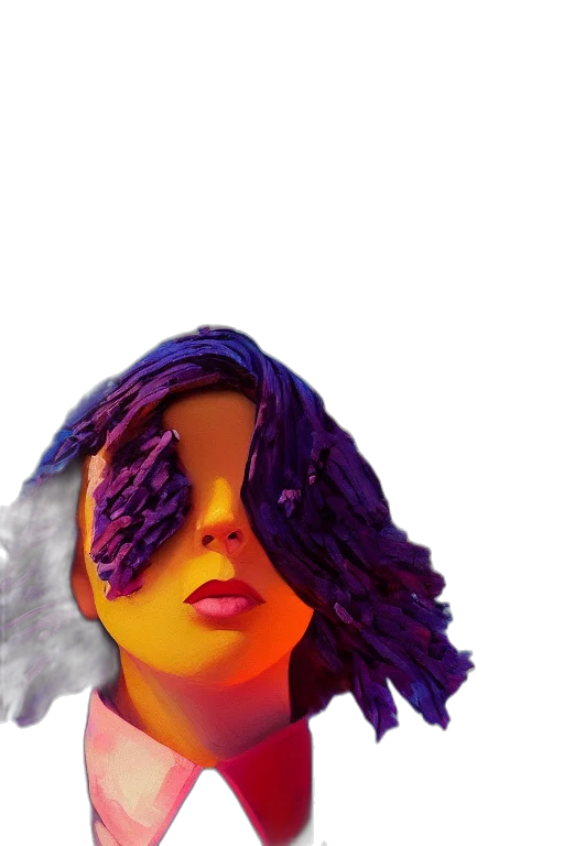 hair, face, mask, crown, vaporwave, 3d render, cyberpunk, photorealistic transparent PNG cut-out
