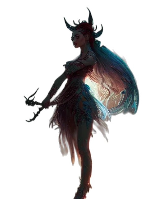 dress, staff, creature, dragon transparent PNG cut-out
