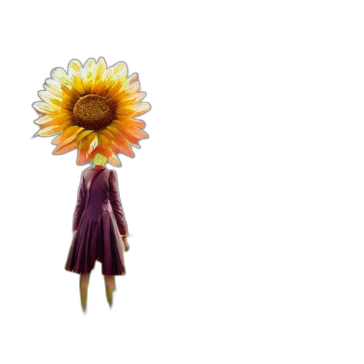 flower, dress, umbrella, staff, 3d render, concept art, pixel art, photorealistic transparent PNG cut-out