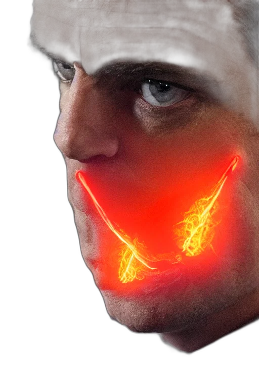 face, mask, staff, photorealistic, 3d render, neon lights, lachlan, murdoch transparent PNG cut-out