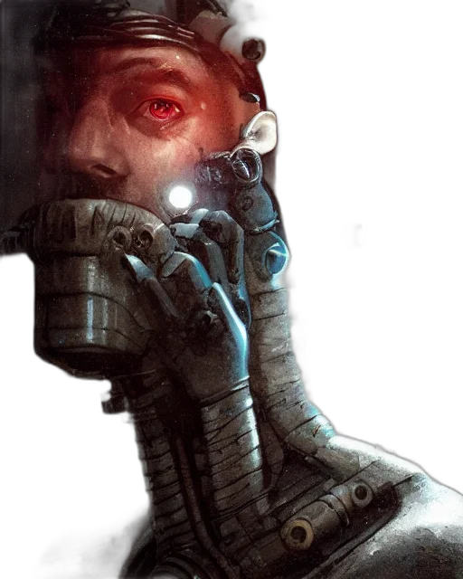robot, face, mask, cyberpunk, concept art, comic book art, photorealistic, half transparent PNG cut-out
